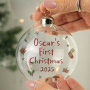 Personalised Baby’s First Christmas Glass Bauble