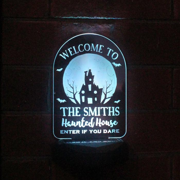 Personalised Haunted House Halloween Outdoor Light