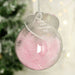 Personalised Baby’s First Christmas Pink Feather Glass Bauble With Heart Tag