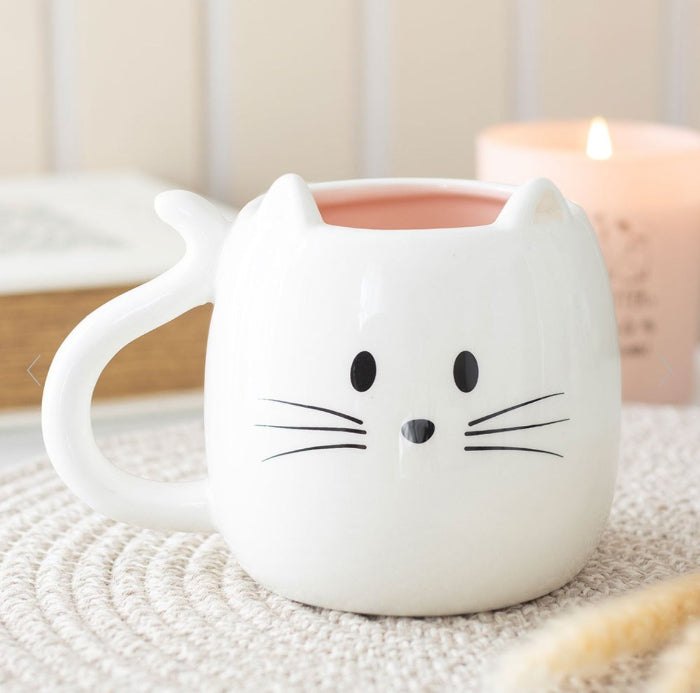 White Cat Shaped Mug - Cat Lover Gift