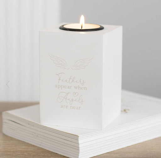 Feathers Appear When Angels Are Near Memorial Tealight Holder