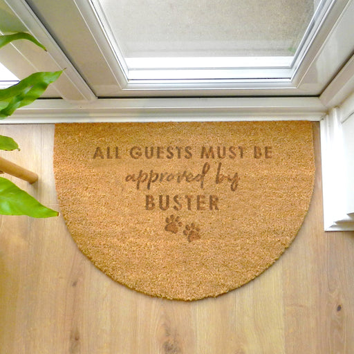 Personalised Approved By The Pet Half Moon Coir Doormat