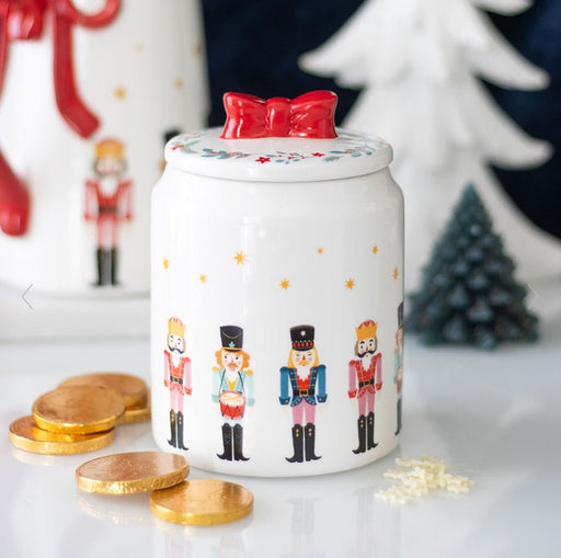 Nutcracker Christmas Storage Jar with Bow