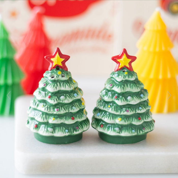 Nostalgic Christmas Trees Shaped Salt & Pepper Shakers Set