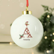 Personalised Children’s Initial Robin Christmas Bauble
