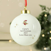 Personalised Children’s Initial Robin Christmas Bauble