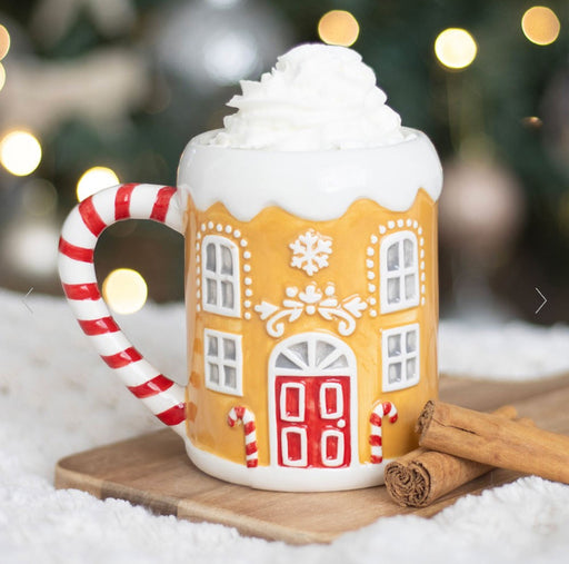 Candy Cane Gingerbread House Novelty Christmas Mug