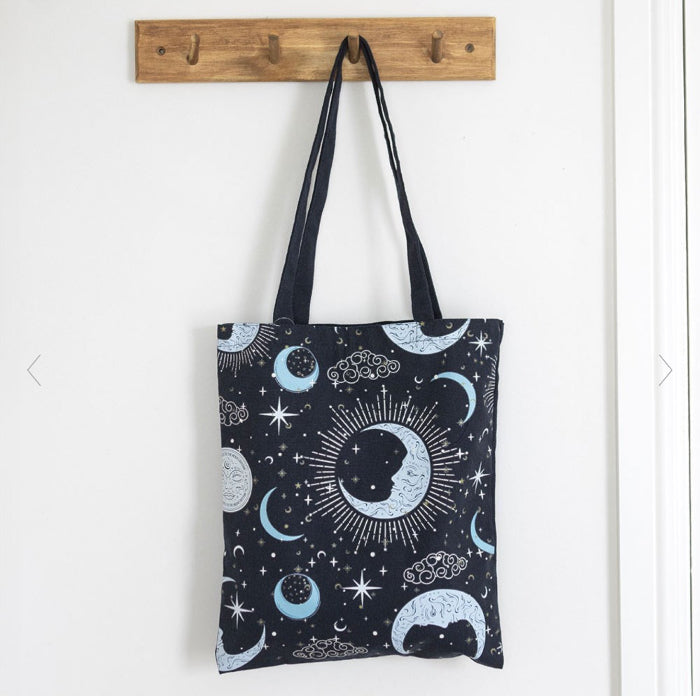 Blue Moon Print Celestial Tote Bag