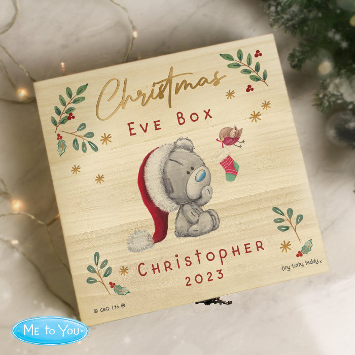 Personalised Tiny Tatty Teddy Wooden Christmas Eve Box