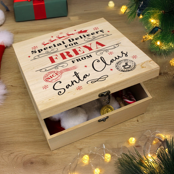 Personalised Special Delivery Wooden Christmas Eve Box