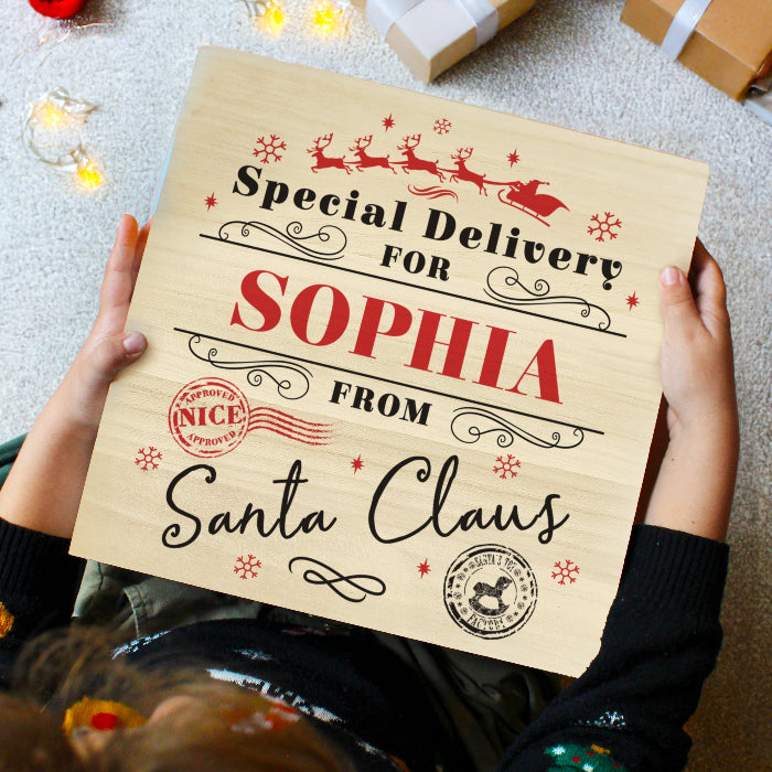 Personalised Special Delivery Wooden Christmas Eve Box