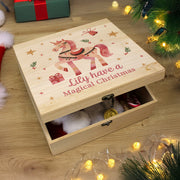 Personalised Unicorn Wooden Christmas Eve Box