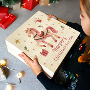 Personalised Unicorn Wooden Christmas Eve Box