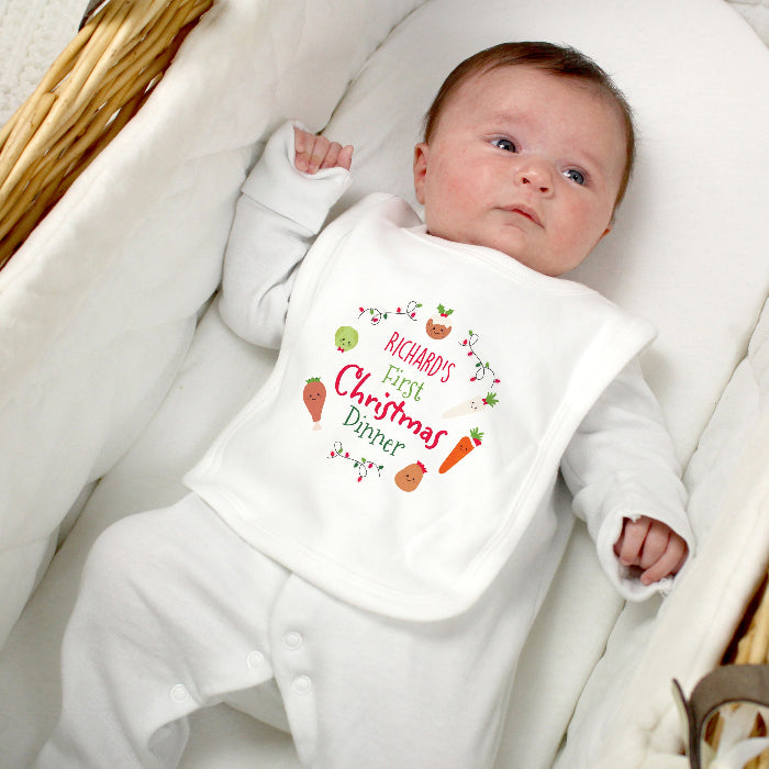 Personalised Baby Bib - First Christmas Dinner