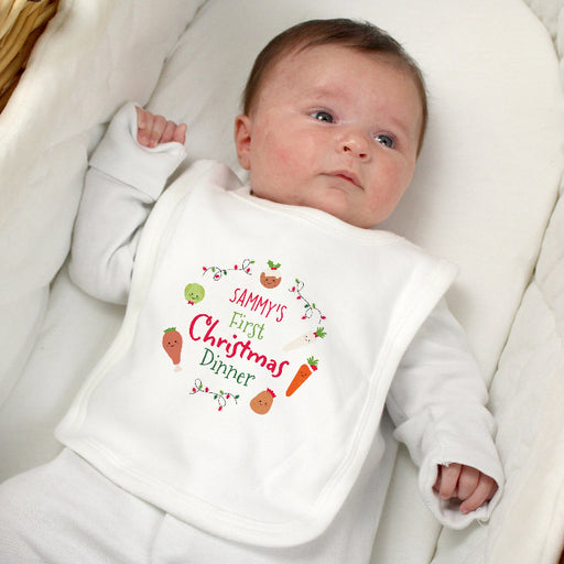 Personalised Baby Bib - First Christmas Dinner