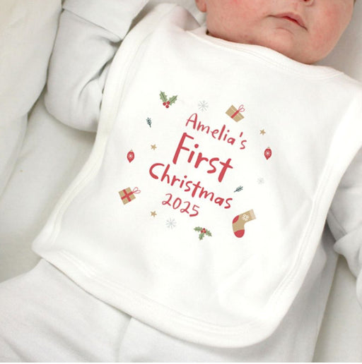 Personalised Baby Bib - First Christmas