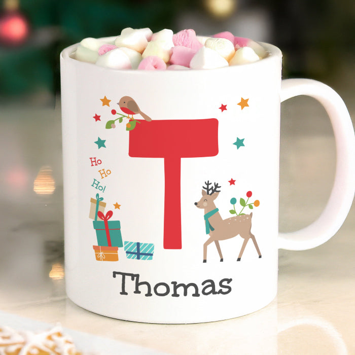 Personalised Kid’s Initial Reindeer Christmas Plastic Mug