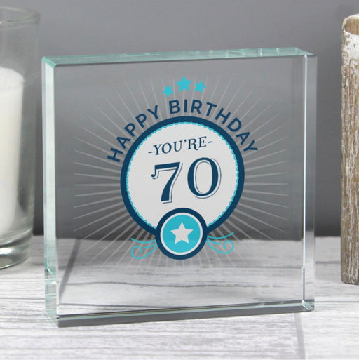 70th Birthday Crystal Token Keepsake - Gift Boxed