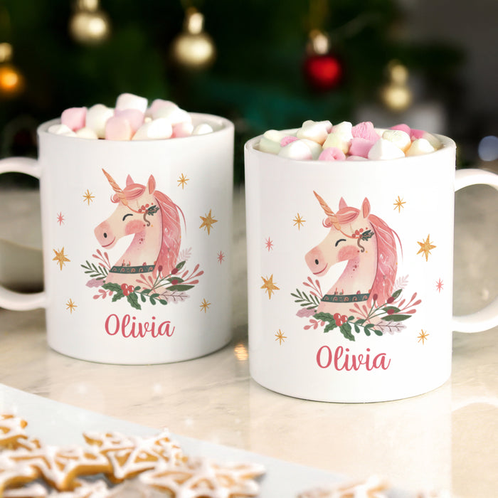 Personalised Kid’s Unicorn Christmas Plastic Mug
