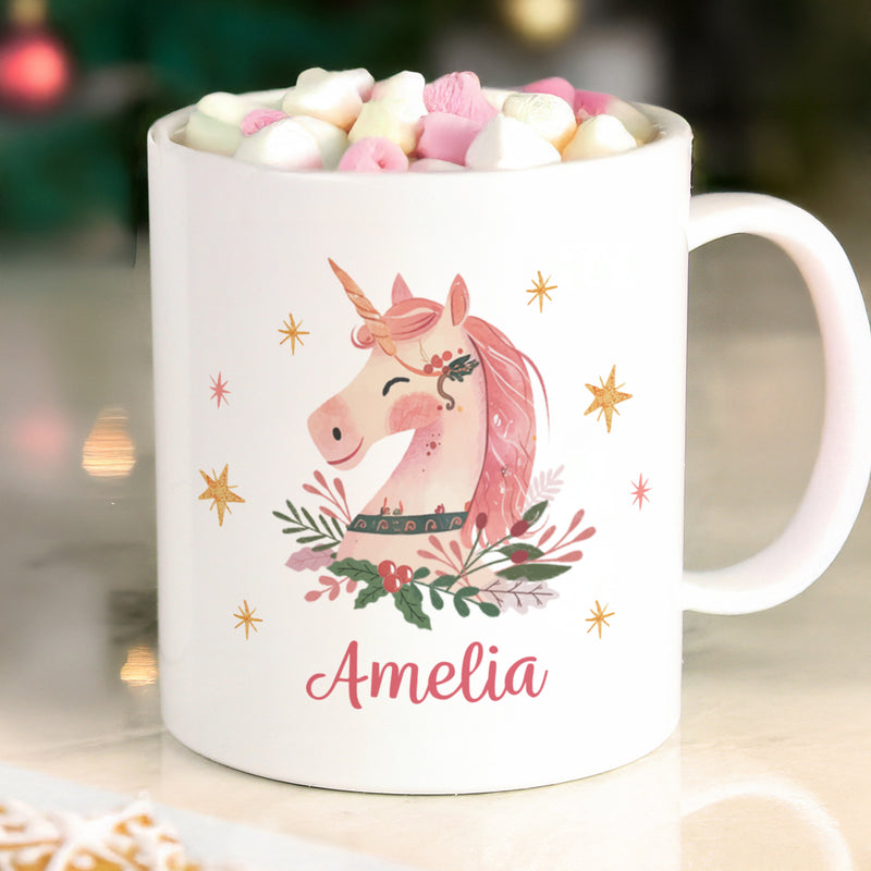 Personalised Kid’s Unicorn Christmas Plastic Mug