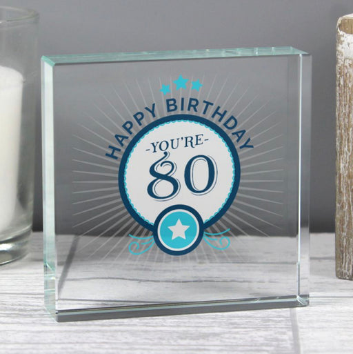 80th Birthday Crystal Token Keepsake - Gift Boxed