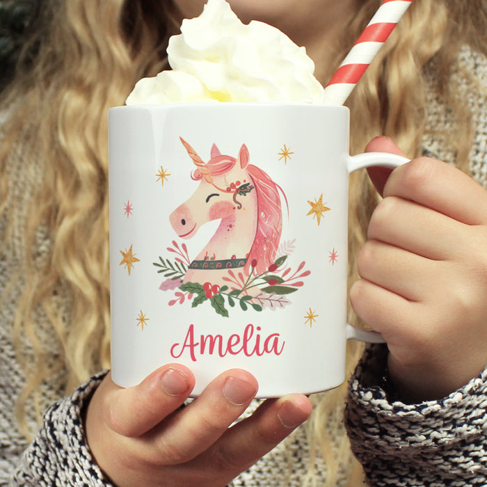 Personalised Kid’s Unicorn Christmas Plastic Mug