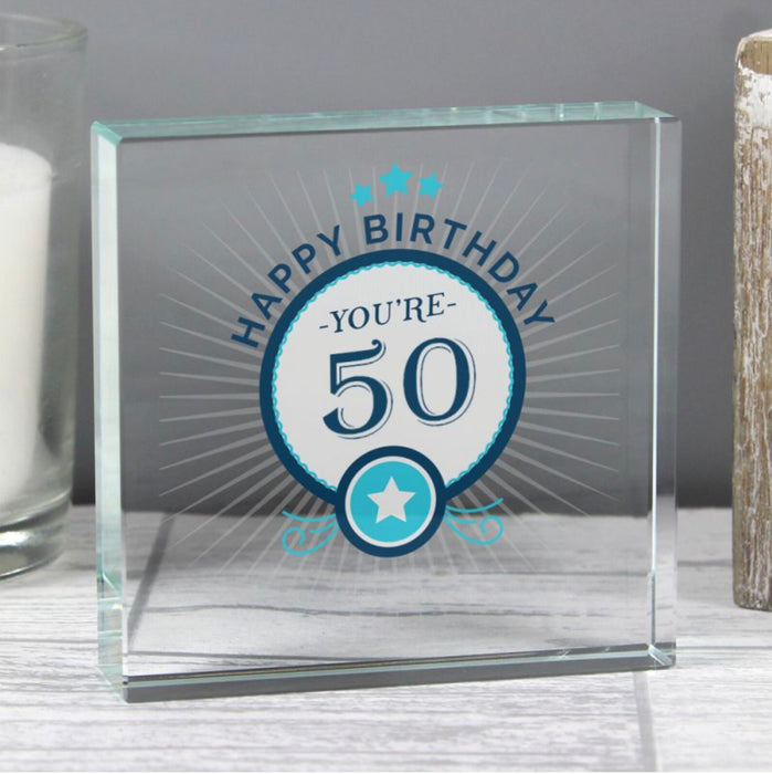 50th Birthday Crystal Token Keepsake - Gift Boxed