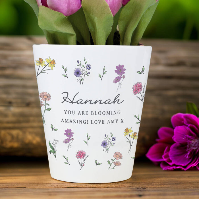 Personalised Wild Flowers Plant Pot - Any Message