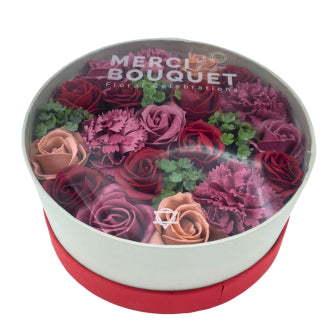Soap Flower Bouquet Round Gift Box - Vintage Roses