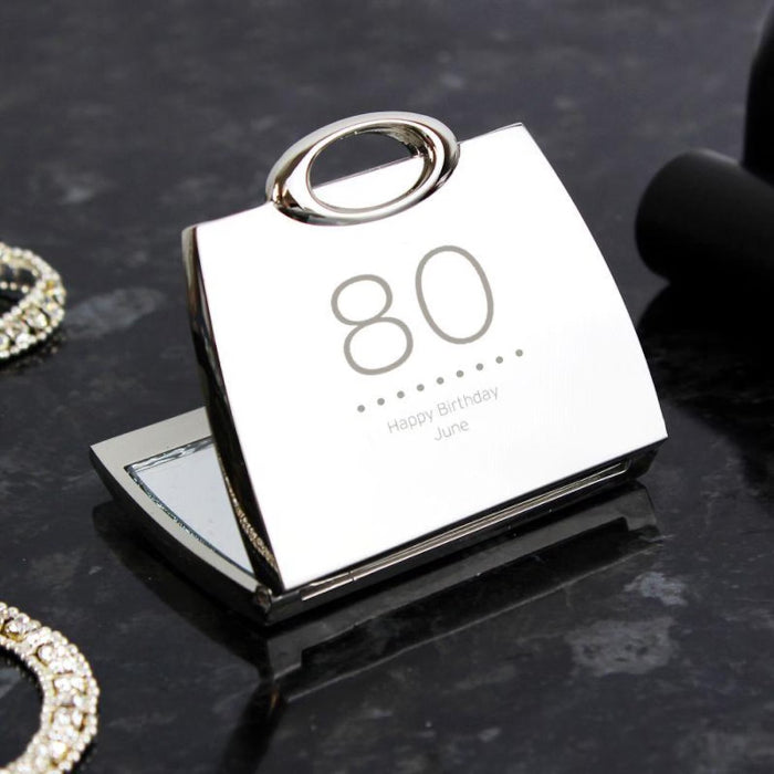 80th Birthday Handbag Compact Mirror - Personalised