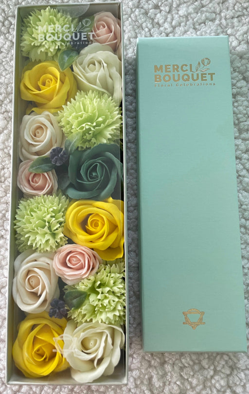Exquisite Soap Flower Bouquet Long Gift Box - Spring Celibrations - Yellow & Greens