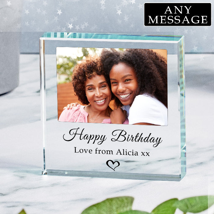 Bespoke Birthday Photo Glass Freestanding Keepsake