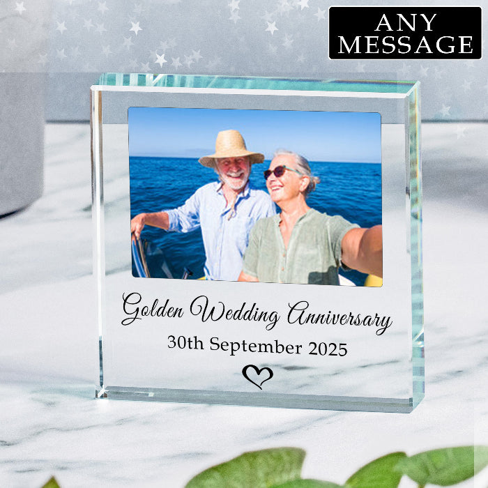 Bespoke Anniversary Photo Glass Freestanding Keepsake