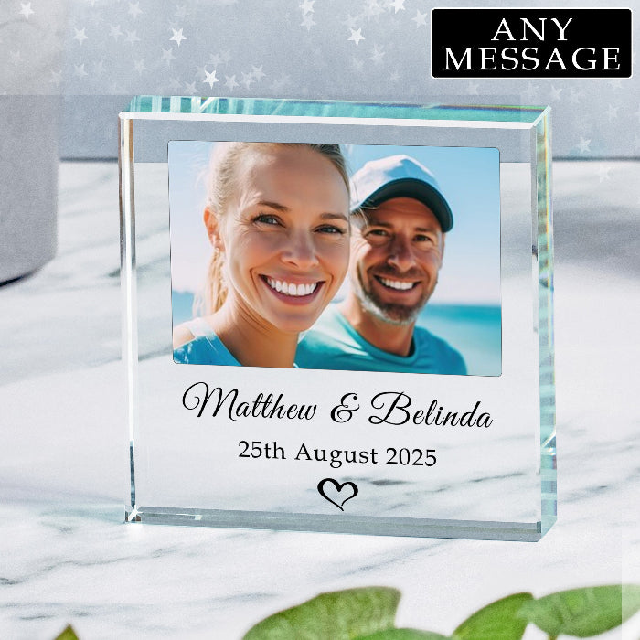 Bespoke Anniversary Photo Glass Freestanding Keepsake