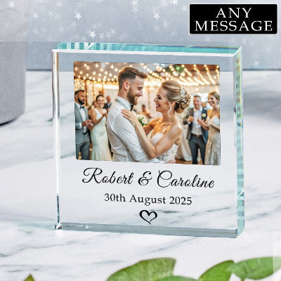 Personalised Wedding Photo Gift Plaque - Any Message
