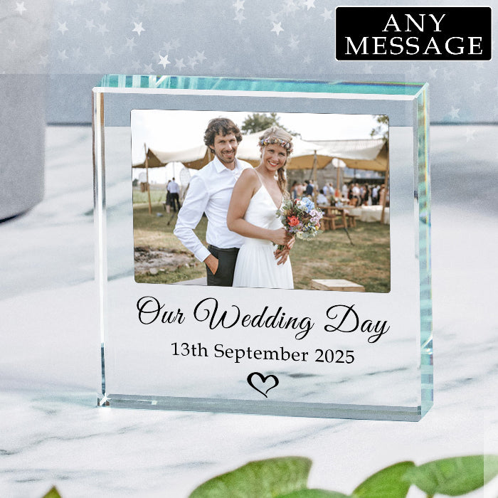 Bespoke Wedding Photo Glass Freestanding Keepsake