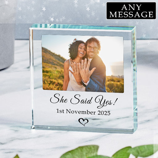 Bespoke Engagement Photo Glass Freestanding Keepsake