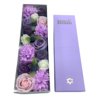 Exquisite Soap Flower Bouquet Long Gift Box - Lavender Rose & Carnation