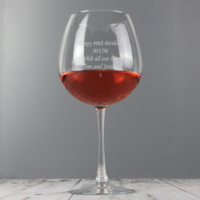 Engraved Full Bottle of Wine Glass