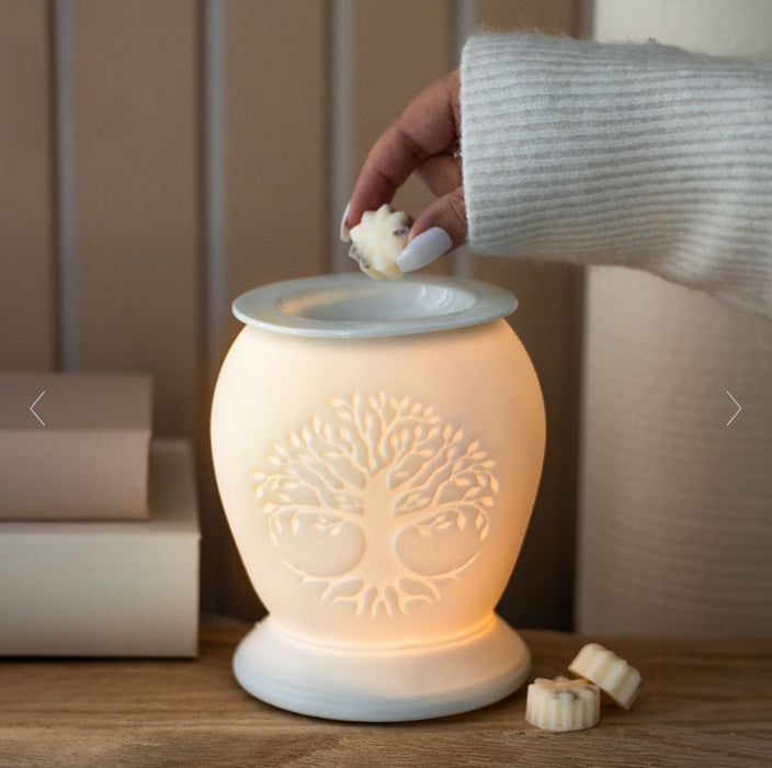 Tree of Life White Ceramic Electric Oil Burner