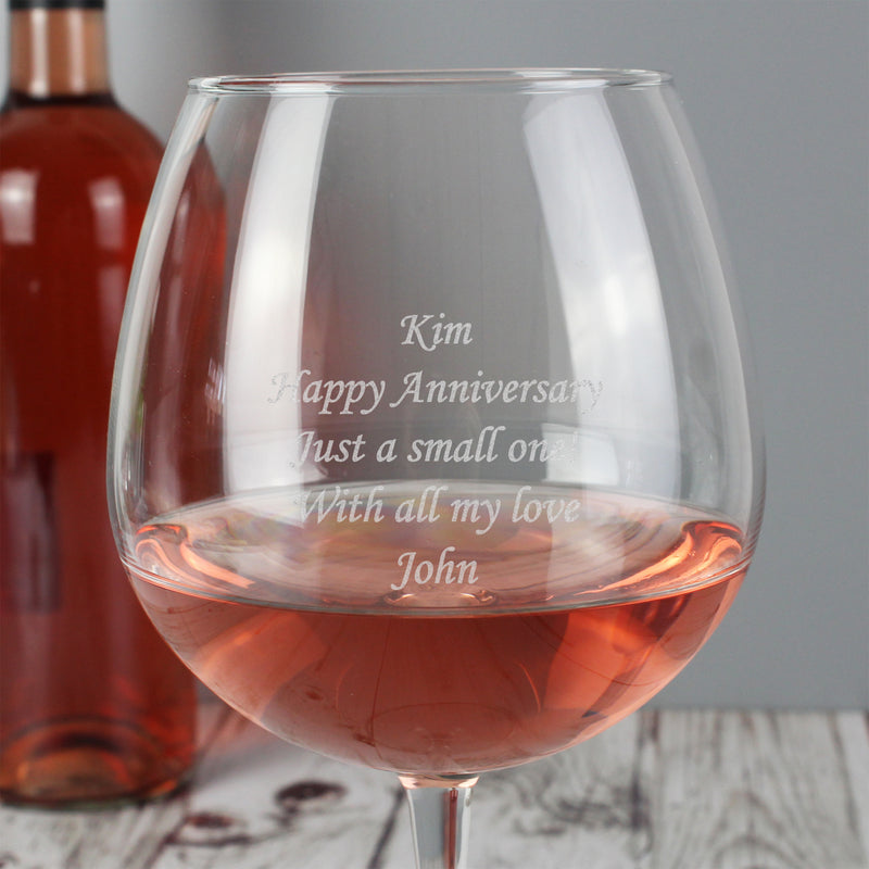 Engraved Full Bottle of Wine Glass