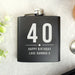 40th Birthday Black Hip Flask - Personalised
