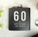 60th Birthday Black Hip Flask - Personalised
