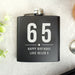 65th Birthday Black Hip Flask - Personalised