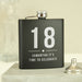 18th Birthday Black Hip Flask - Personalised