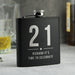 21st Birthday Black Hip Flask - Personalised