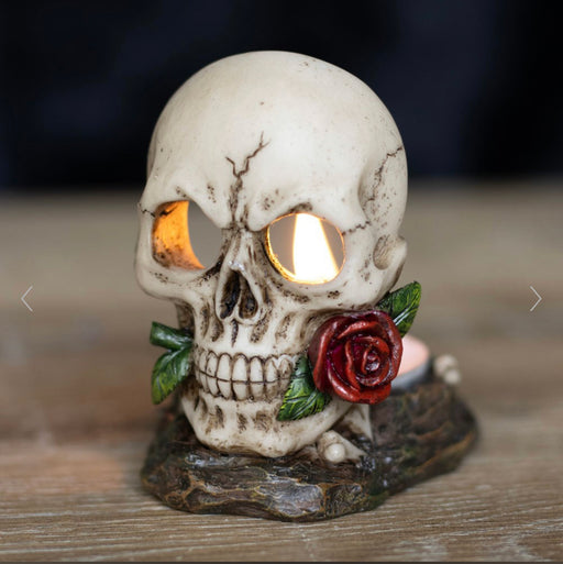 Skull Rose Tealight Holder