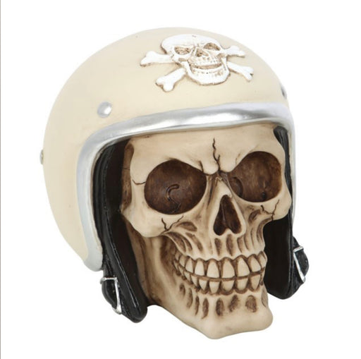 Skull Ornament With Motorbike Helmet