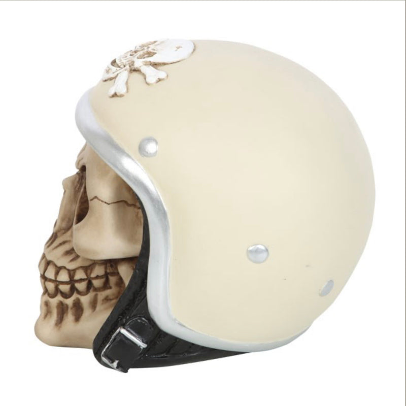 Skull Ornament With Motorbike Helmet