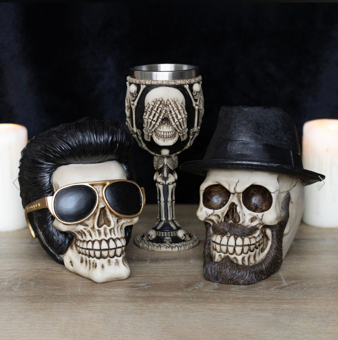 Skull Ornament with Trilby Hat